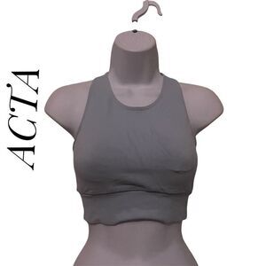 ACTA Wear Small Sports Bra Blue Open Back High Neck